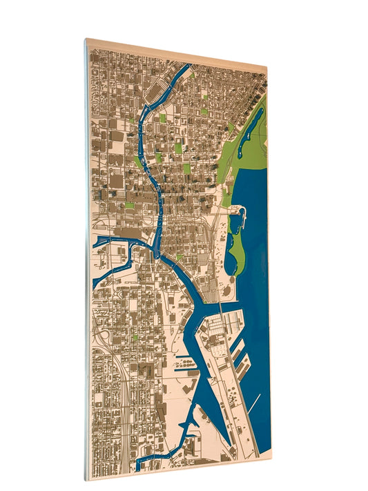 3D Printed Map of Milwaukee, WI - Scaled Cityscape Wall Art