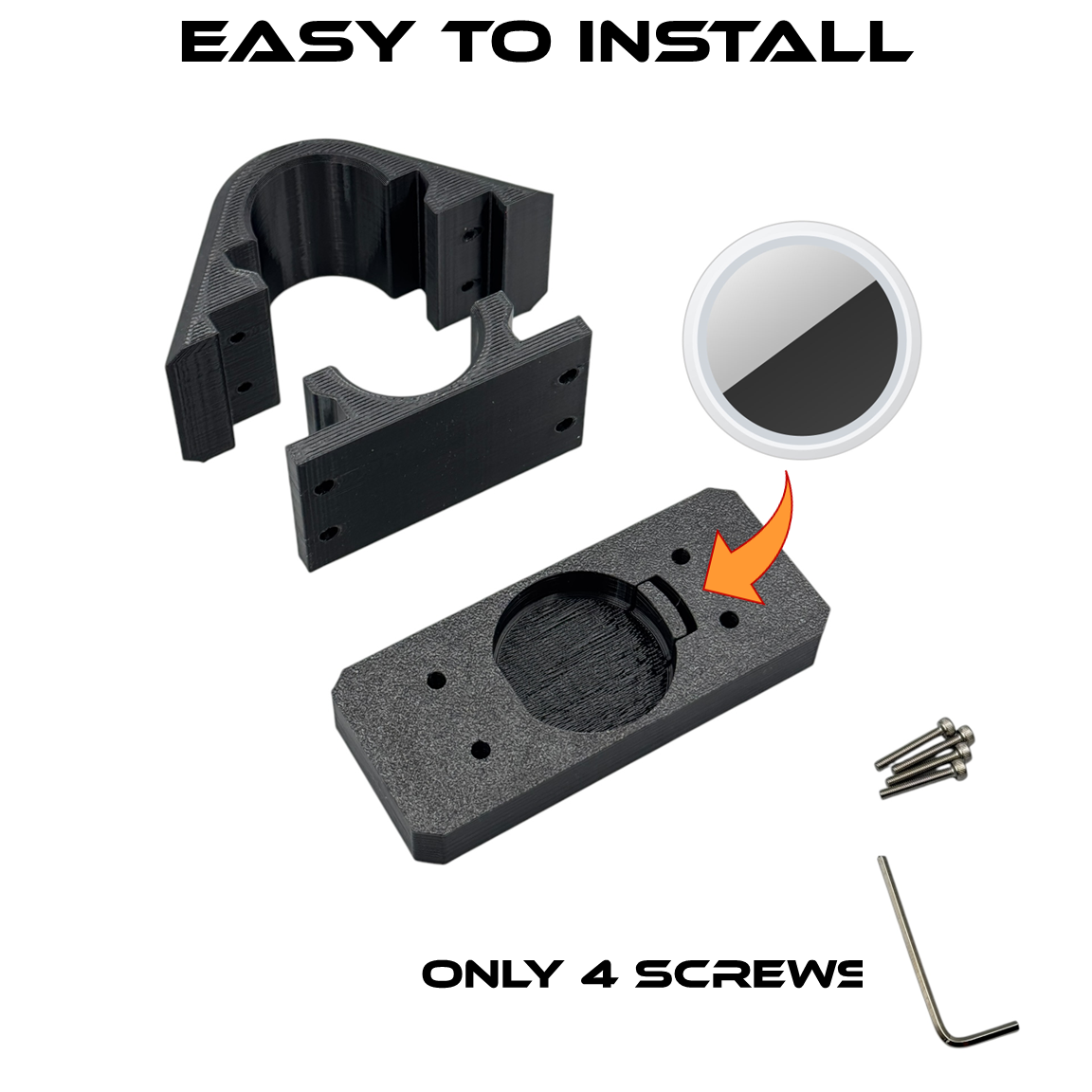Stealth & Discreet AirTag Bicycle Mount | Unique 3-Piece Design with No Visible Screws | 3D Printed