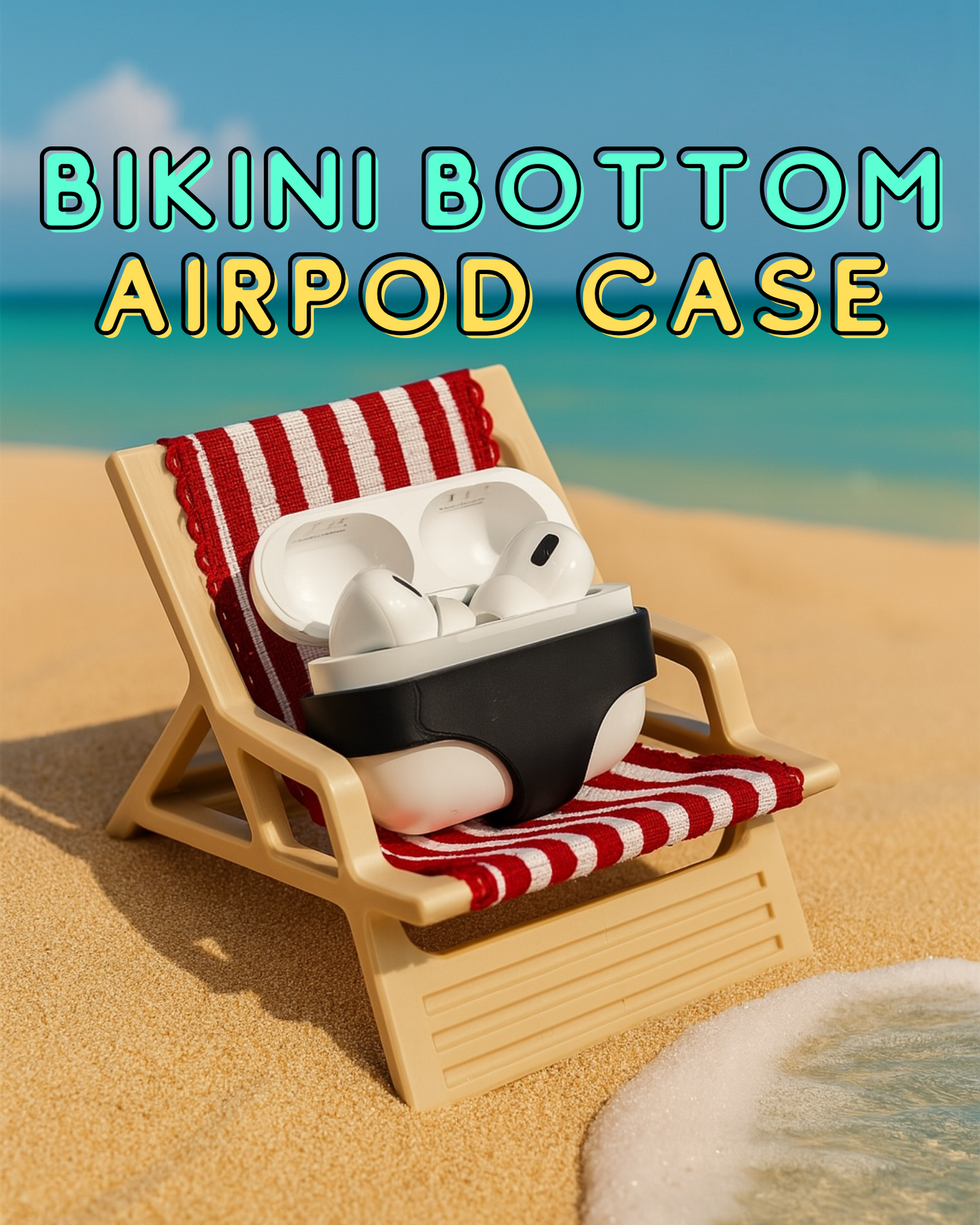 Bikini Bottom AirPod Case with Mini Beach Chair Display | The Original | 3D Printed Airpod Case