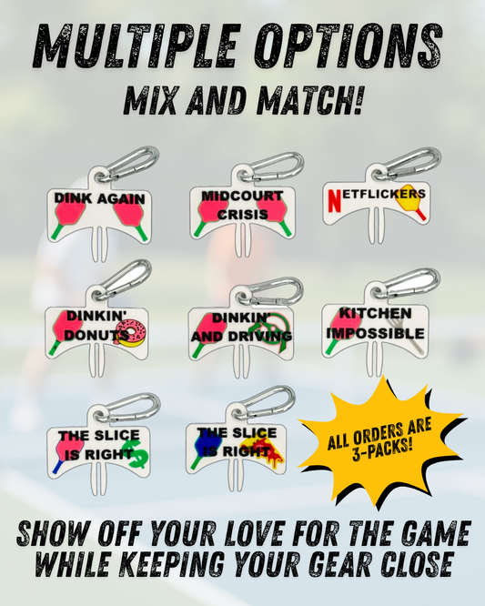 Funny Pickleball Holder Clip with Carabiner (3-Pack) – Novelty Accessory
