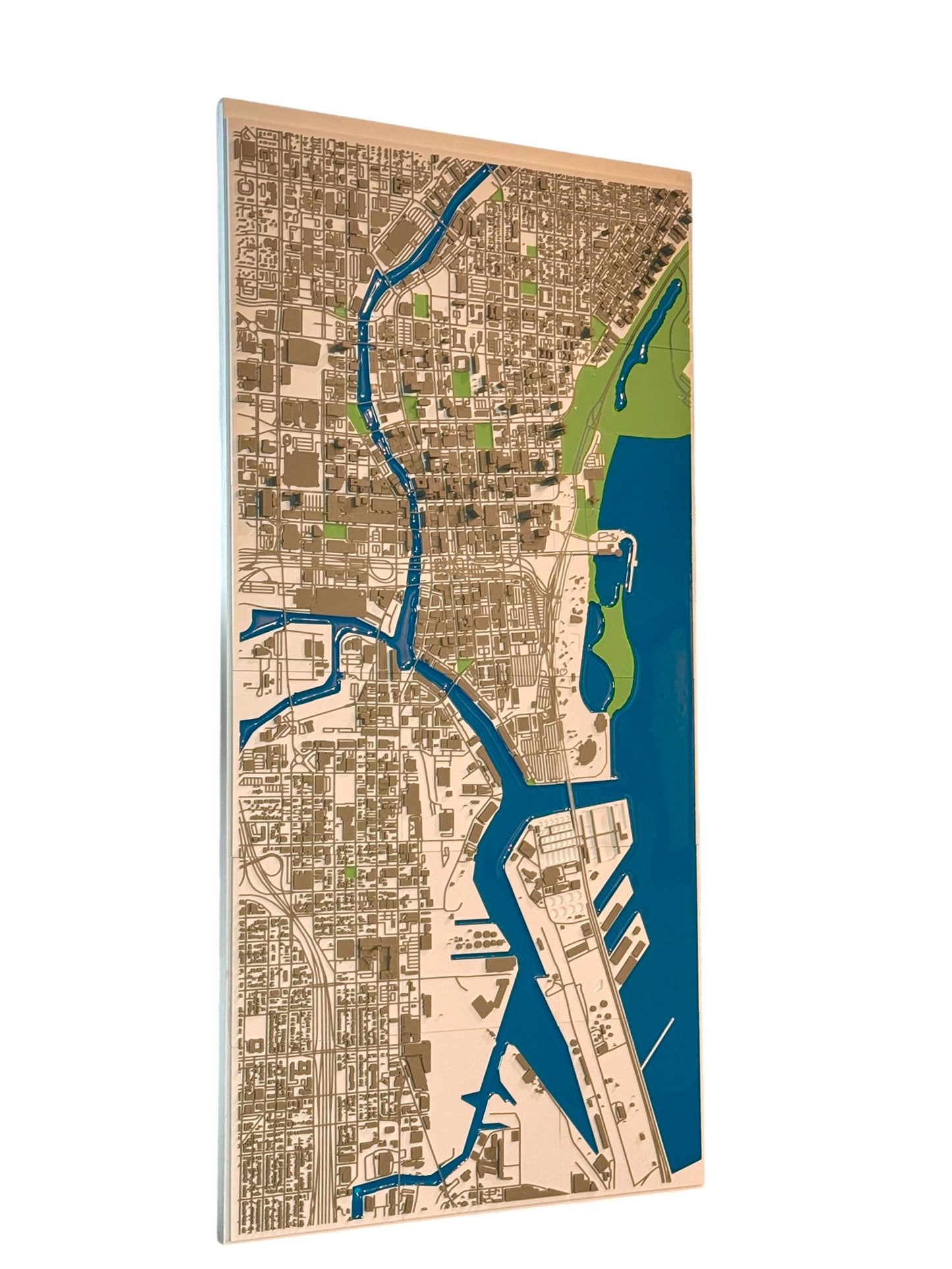 3D Printed Map of Milwaukee, WI - Scaled Cityscape Wall Art